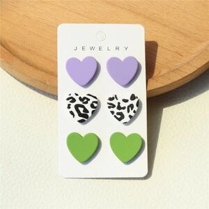 **SHARNI* 6-Pc Assorted Design Fashion Heart Earring Set